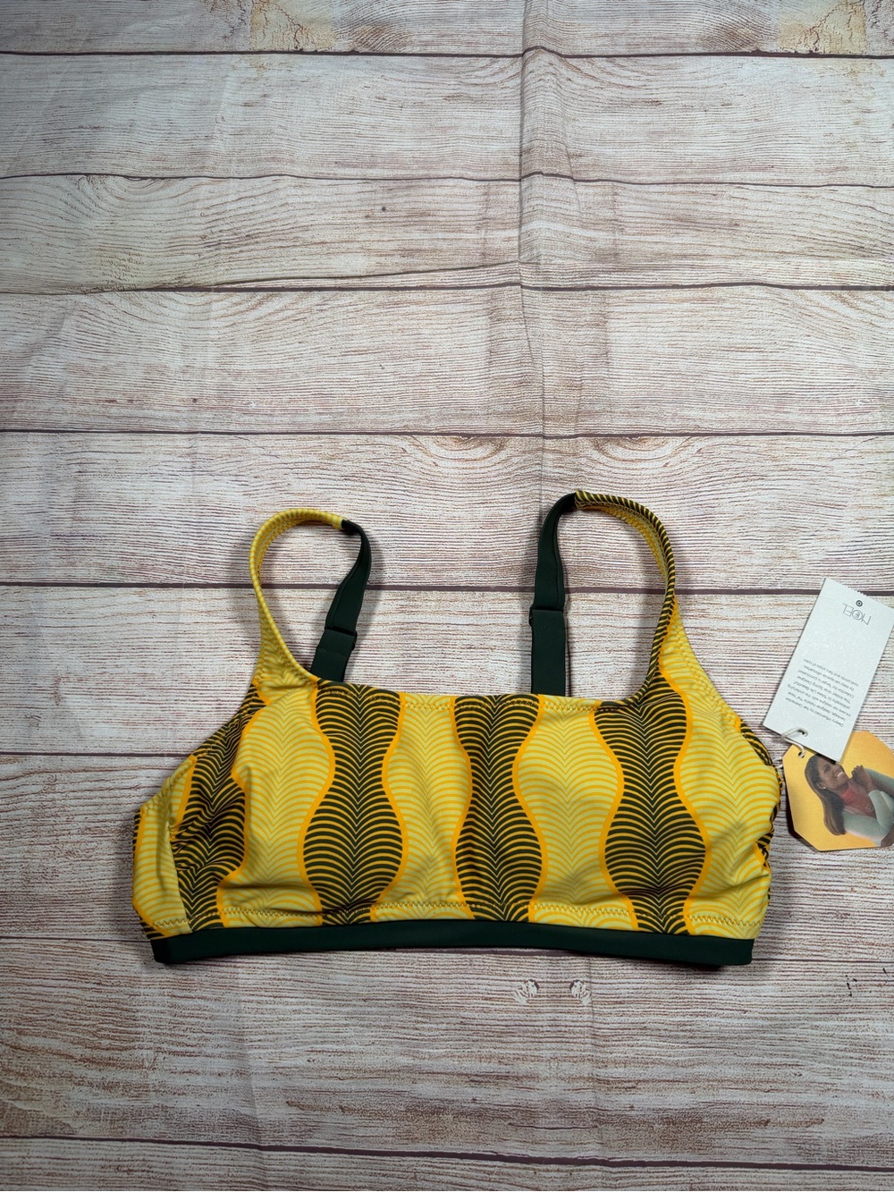 Fe Noel x Target Yellow &‎ Dark Green Wave-Print Bikini Top